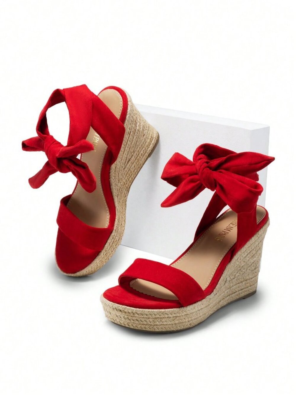 Red Women's Platform  Open Toe Espadrilles Wedges Sandals Shoes - Picture 6 of 8